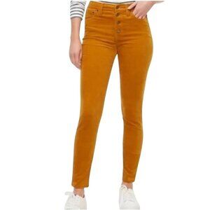 J.Crew 9" High Rise Skinny Corduroy Pants Logo Button Fly Size 30